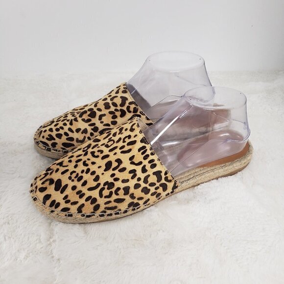 Gap Brown Leopard Hair on Hide Jute Sole Slip On Espadrille Size 11 - Picture 1 of 16